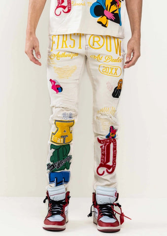 First Row Art Dealer Graphic Slim Fit Pants