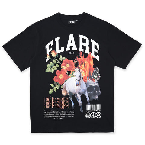 Flare - Love Is A Weapon T Shirt Washed Black