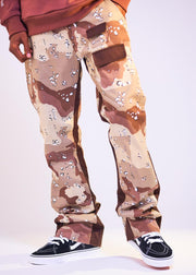 Flare - Washed Camo Flare Twill Pants Desert
